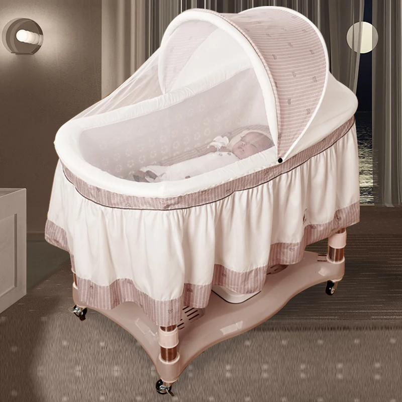Upgrade New Electric Baby Cradle To Coax Newborns Sleep, Up and Down Swing BB Bed With Mosquito Net