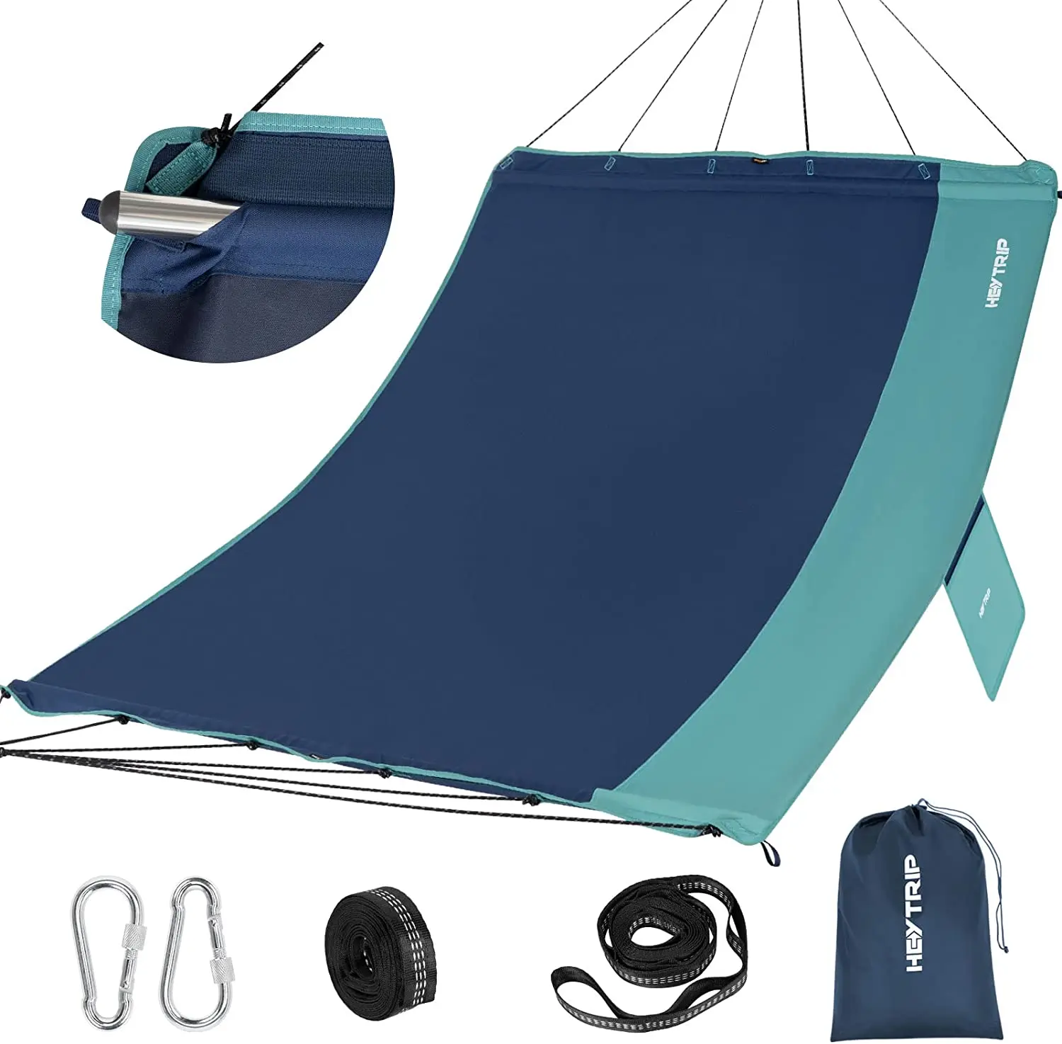 

POPTOP Camping Hammocks, 2 Person Hammock with Detachable Spreader Bars, 12FT Portable Hammock w/ 2 Side Pocket, Outdoor Hammoc