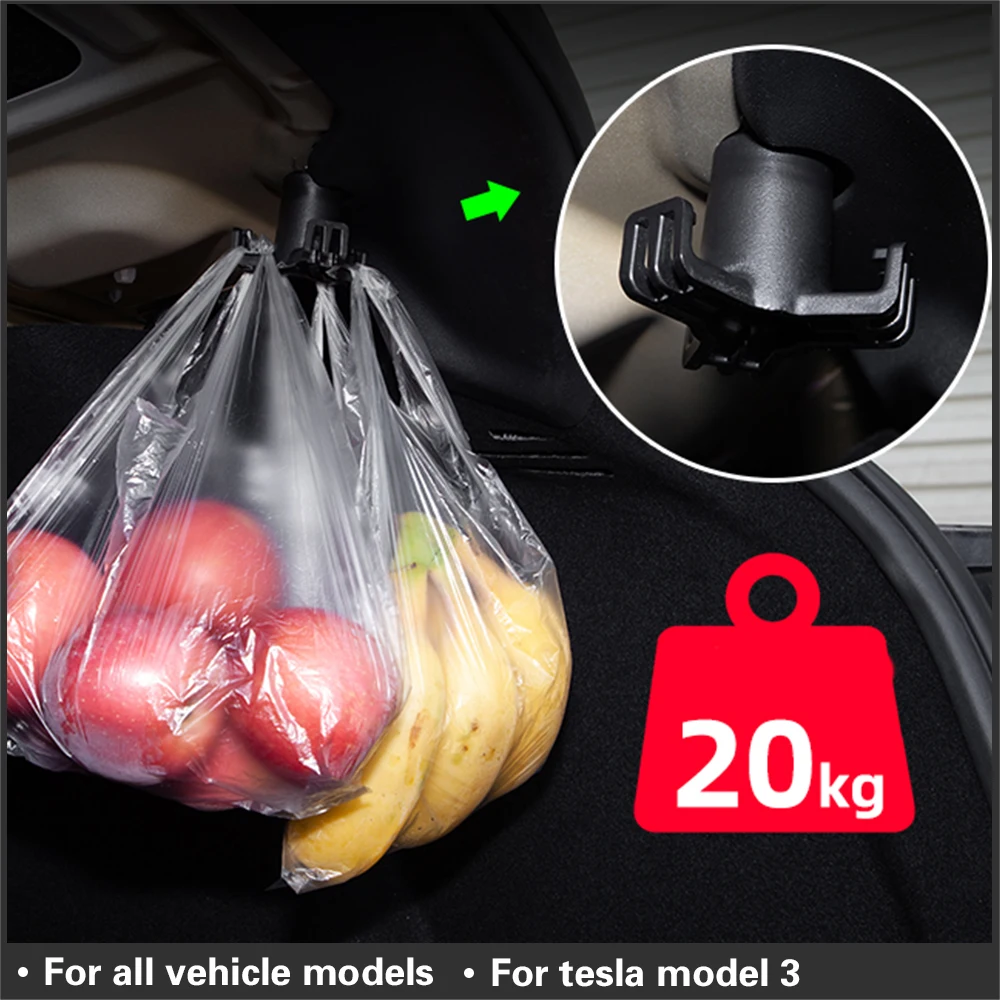 

IIOHOII For Tesla Model 3 Accessories Car Cargo Rear Trunk Bag Hook Holder Hanger Model3 Trunk Hook For Tesla Model Three 2020