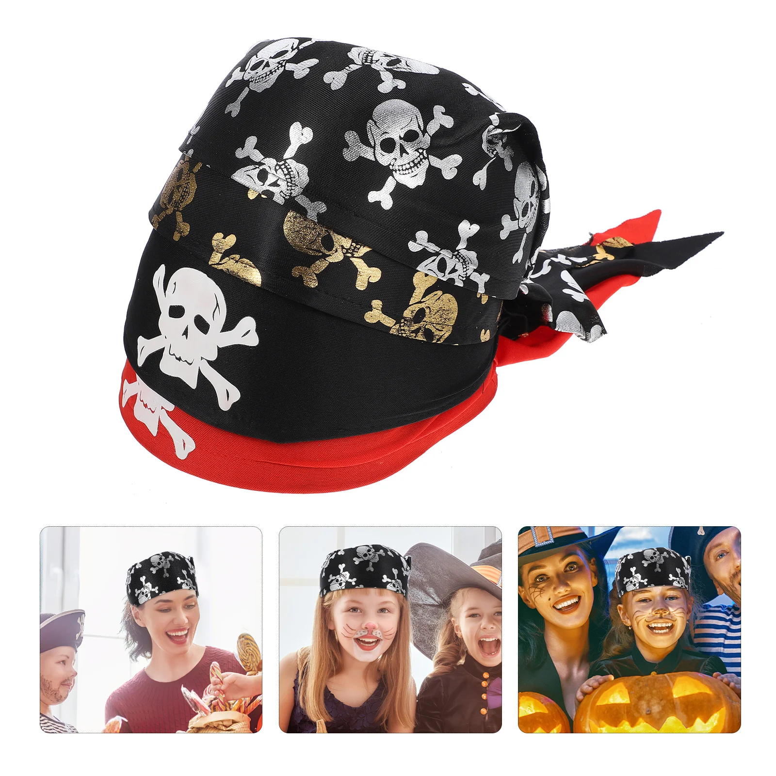 

Pirate Accessories Men Wraps Pirate Cap Bandana Sweatband Hat for Masquerade 4pcs