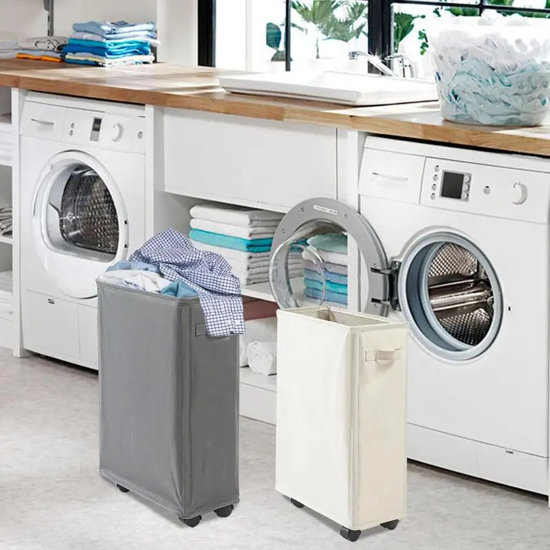 

Collapsible Laundry Baskets Large Slim Folding Hamper On Wheels Dirty Cloths For Washing Collapsible Clothe Hamper With Handles