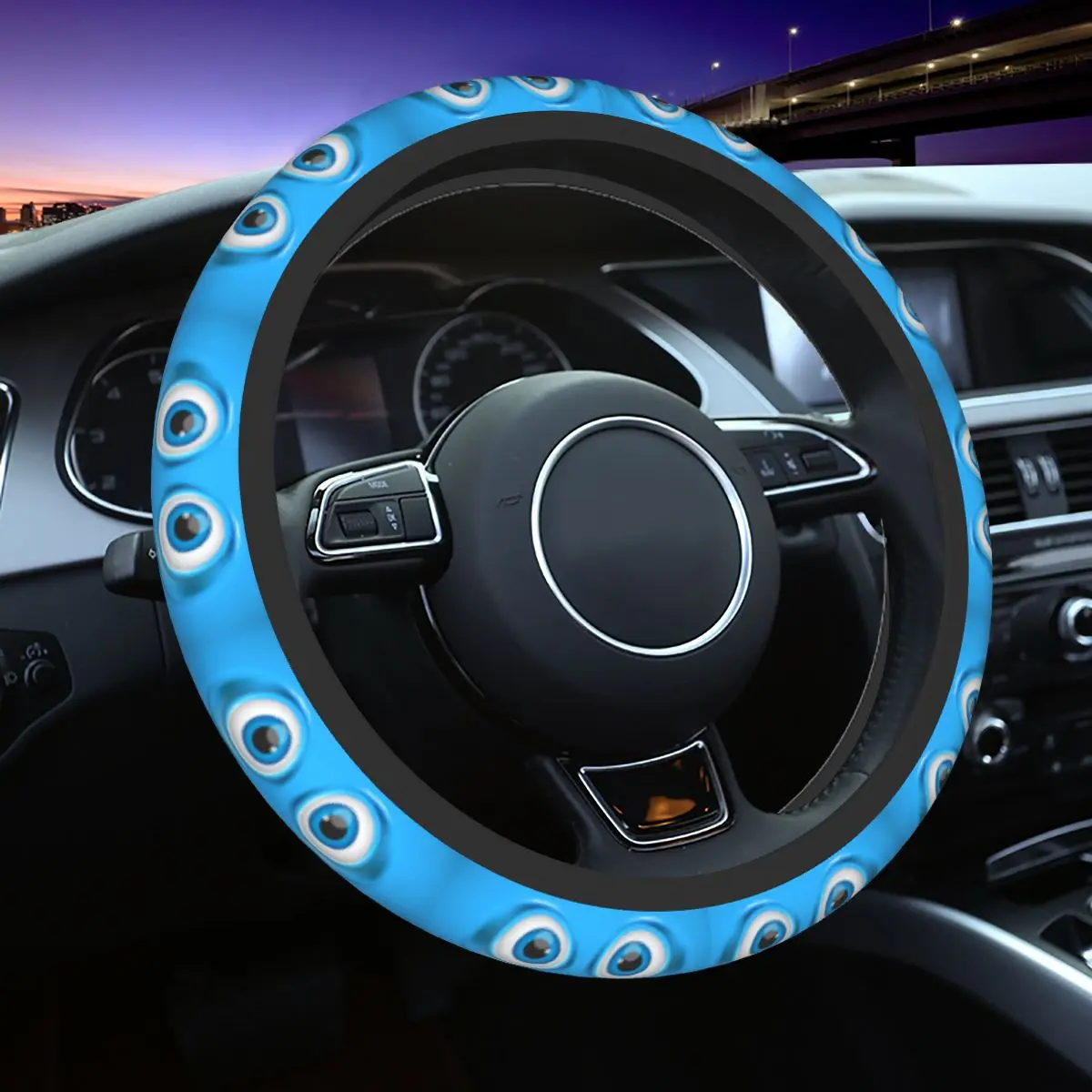

37-38 Steering Wheel Covers Cartoon Eyes Anti-slip Braid On The Steering Wheel Cover Car-styling Colorful Auto Accessories