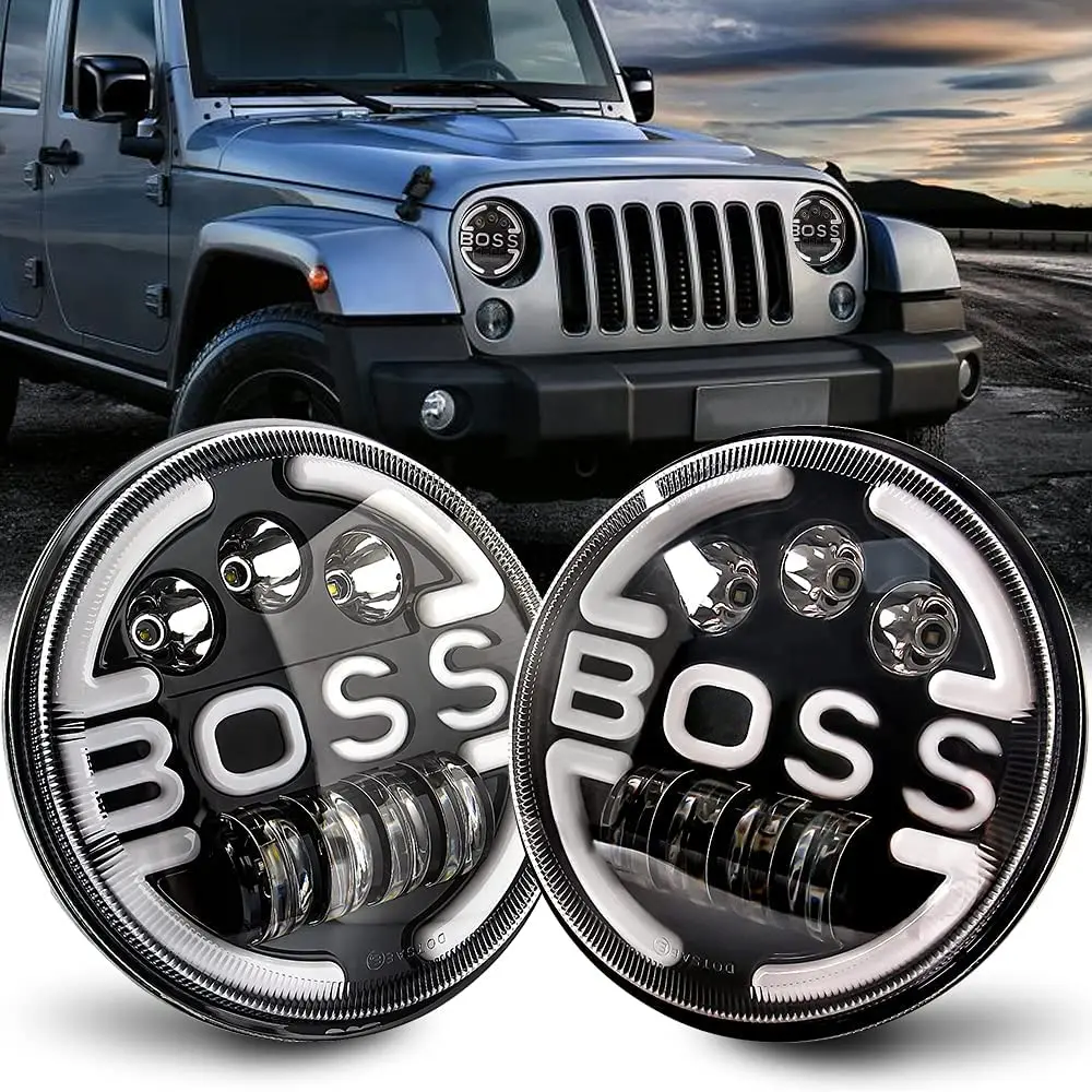 

TEEZE LED Headlight Hi/Lo Beam Car Led Driving Lights E9 DRL White Amber 12V 24V Led for Lada Niva Offroad Motocycle