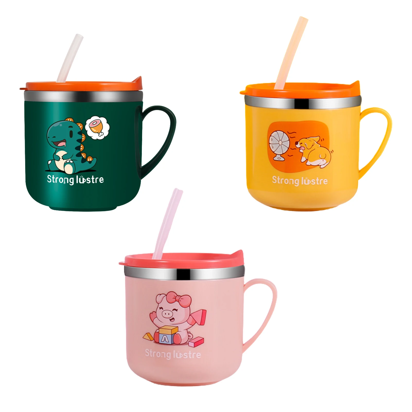 

Stainless Steel Kid Sippy Cup Cute Cartoon Straw Cup For Children Cartoon Kindergarten Water Cup Insulated Drinking Cup #WO