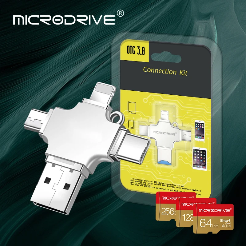 

SD Card Reader Micro Card Adapter 4 in 1 USB 3.0 mini sd 128/256g to usb Cardreader usb for lightning Type adapter OTG adaptador