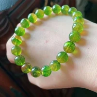 natural green yellow tourmaline clear round beads bracelet 9mm colorful watermelon tourmaline women men jewelry aaaaaaa