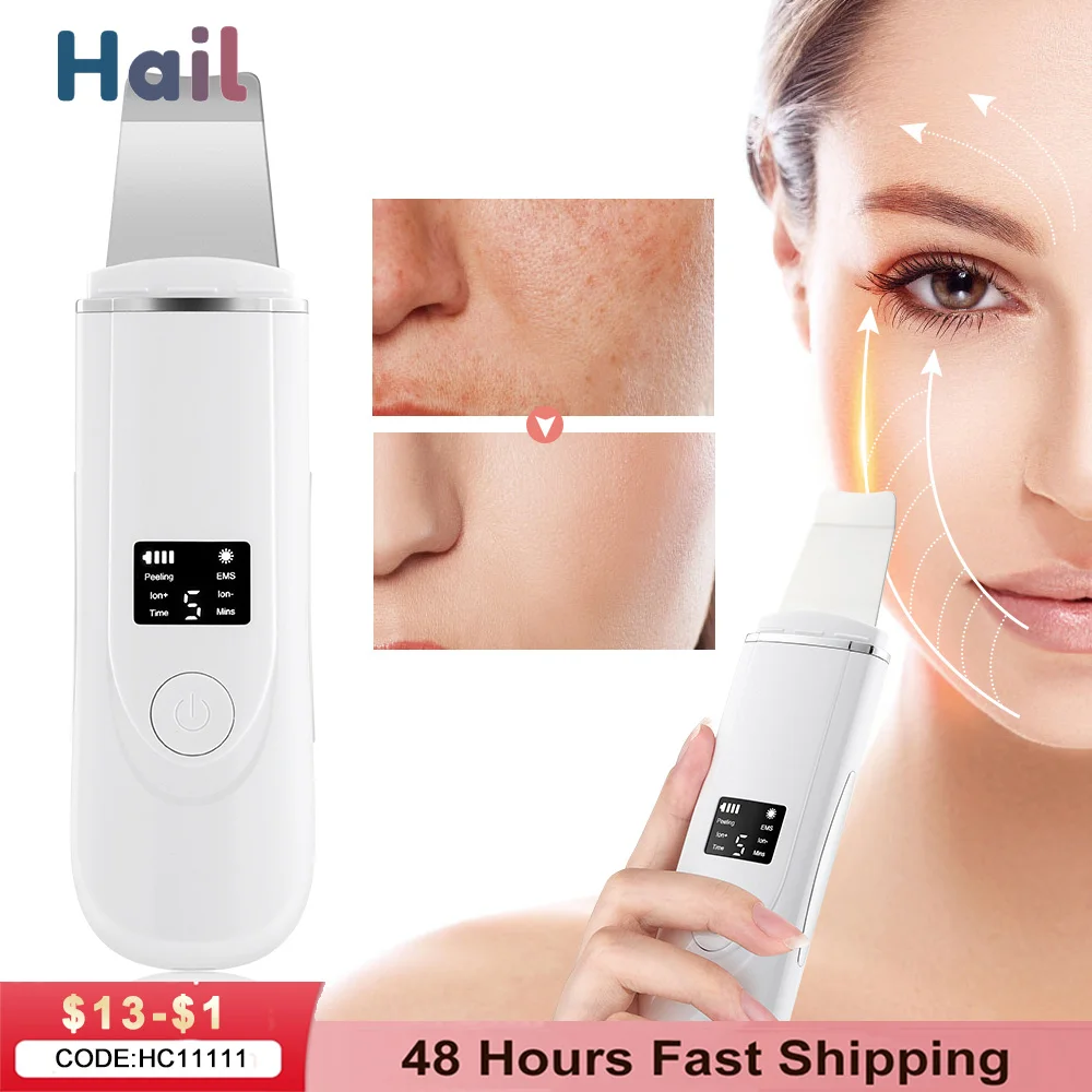 

Ультразвуковой очиститель с температурой 45 °C, ультразвуковой скребок для кожи, глубокая Бриллиантовая лопата, уход за кожей, лифтинг, пилин...