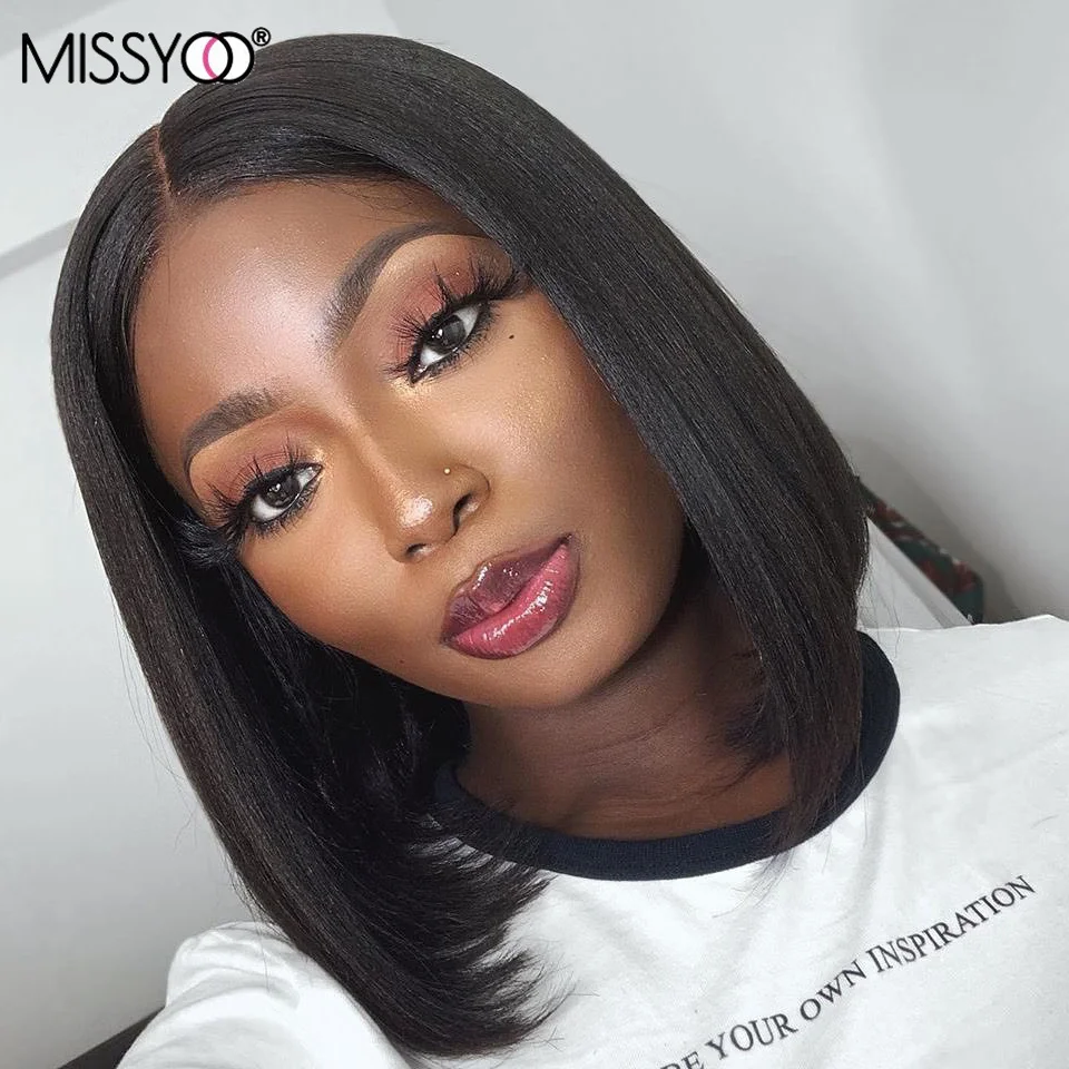 

Straight Short Bob Human Hair Wig HD Lace Brazilian 4x4 Closure Lace Human Hair Wigs For Black Women Pre-plucked With Baby Hair