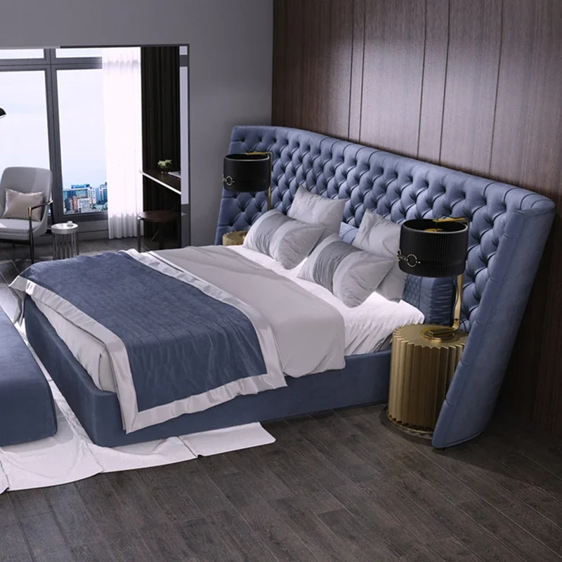 

Горячая Распродажа Butang Papan Depan Tinggi Perabot Bilik pelpelvet Mewah Saiz King Katil Double