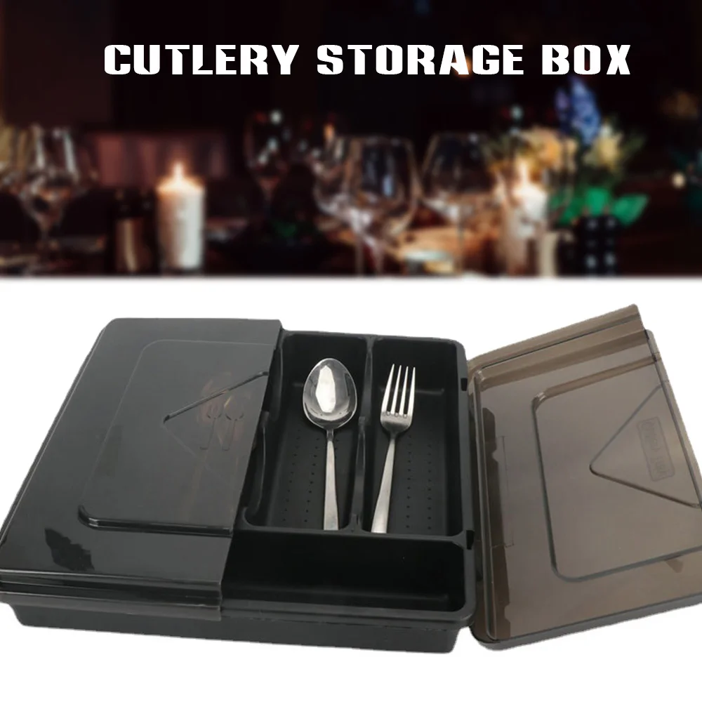 

Cutlery Storage Box with Cover Multipurpose Compartment Tableware Organizer Chopsticks Fork Spoon Holder Dustproof wzpi