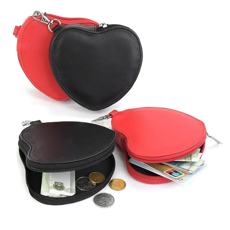 

New Heart Shape Women PU Leather Coin Purses Zipper Small Wallets Female Ladies Money Bag Clutch Pouch Card Holder Handbag