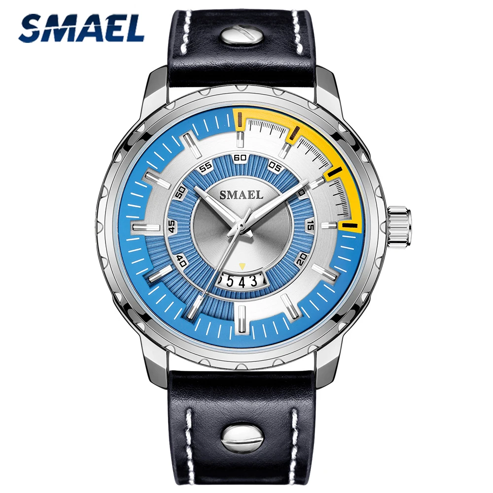 

SMAEL Mens Watches Casual Leather Waterproof Watch Men Top Brand Luxury Military Sport Clock Quartz Wristwatch Relogio Masculino