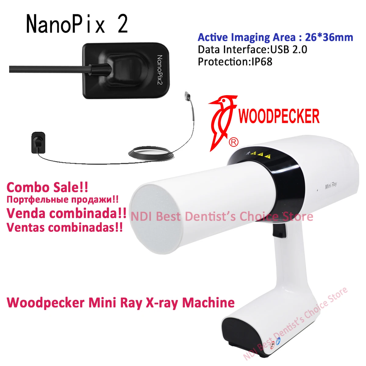 

CE Approved Handheld Dental X-Ray Machine Nanopix2 Sensor Combo Sale Ray98 Woodpecke for USA Brazil Mexico Russia Dental Clinic