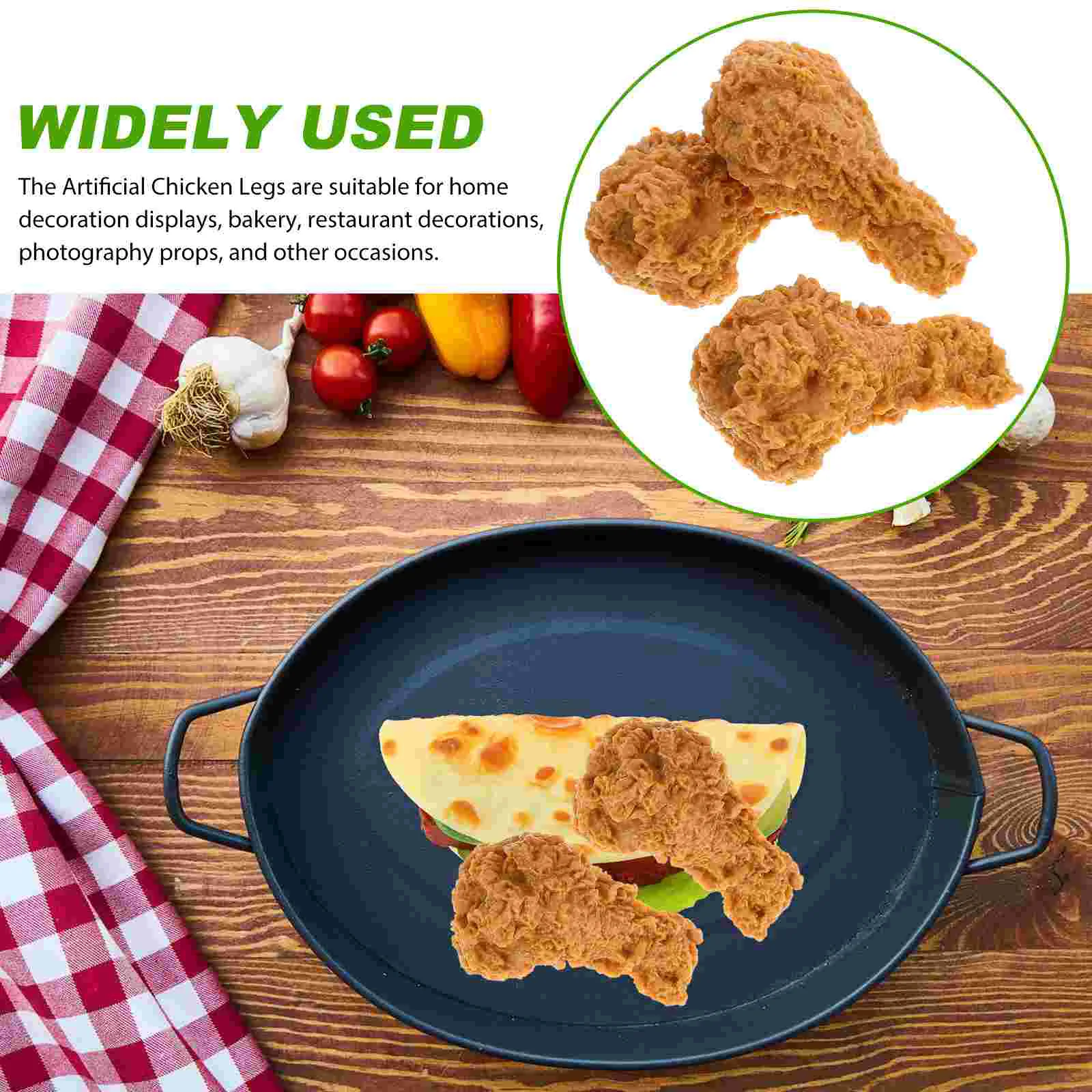 3pcs Restaurant Simulated Chicken Leg Fake Food Meat Decoration Model Prop realistic roasted chicken leg