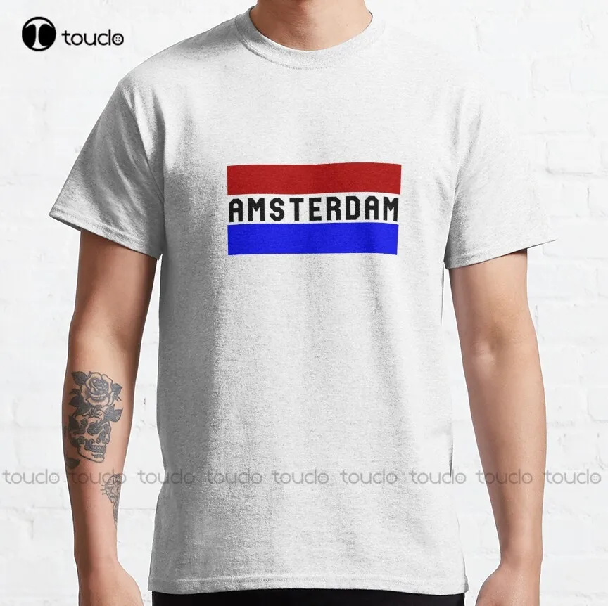 

Amsterdam Skyline On Flag Classic T-Shirt Womens Baseball Shirt Custom Aldult Teen Unisex Digital Printing Tee Shirt Xs-5Xl