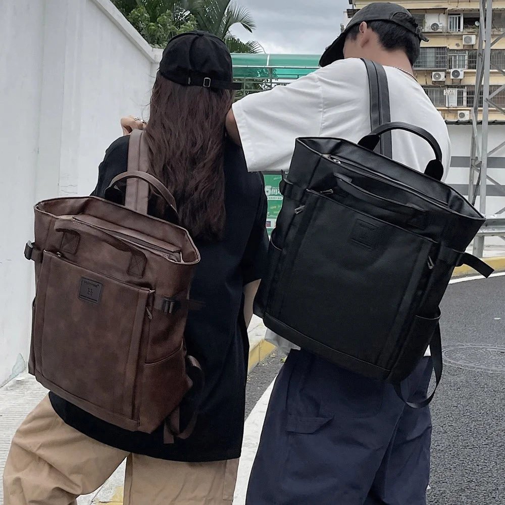 

Fashion Women Travel Backpack Retro Men Laptop Backpacks Pu Leather Bookbags School Bags For Teenager Girls Boys Handbags 2022