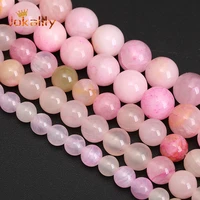 natural pink lace persian jades beads round loose beads for jewelry making diy bracelet necklace accessories 4 6 8 10mm 15 inch