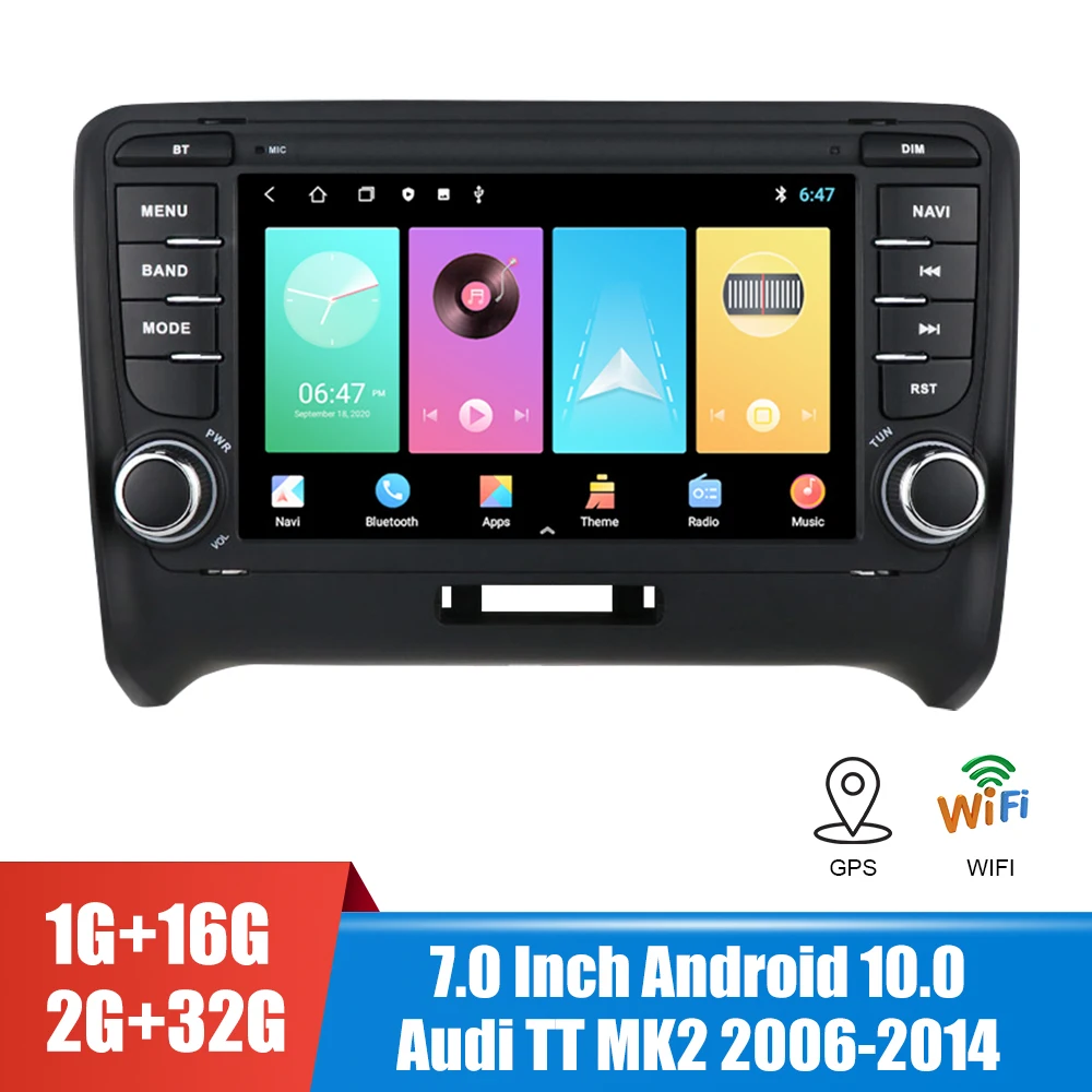 Автомагнитола 2 Din с сенсорным экраном 7 дюймов Bluetooth Wi-Fi Android 10 0 GPS FM-приемник для Audi