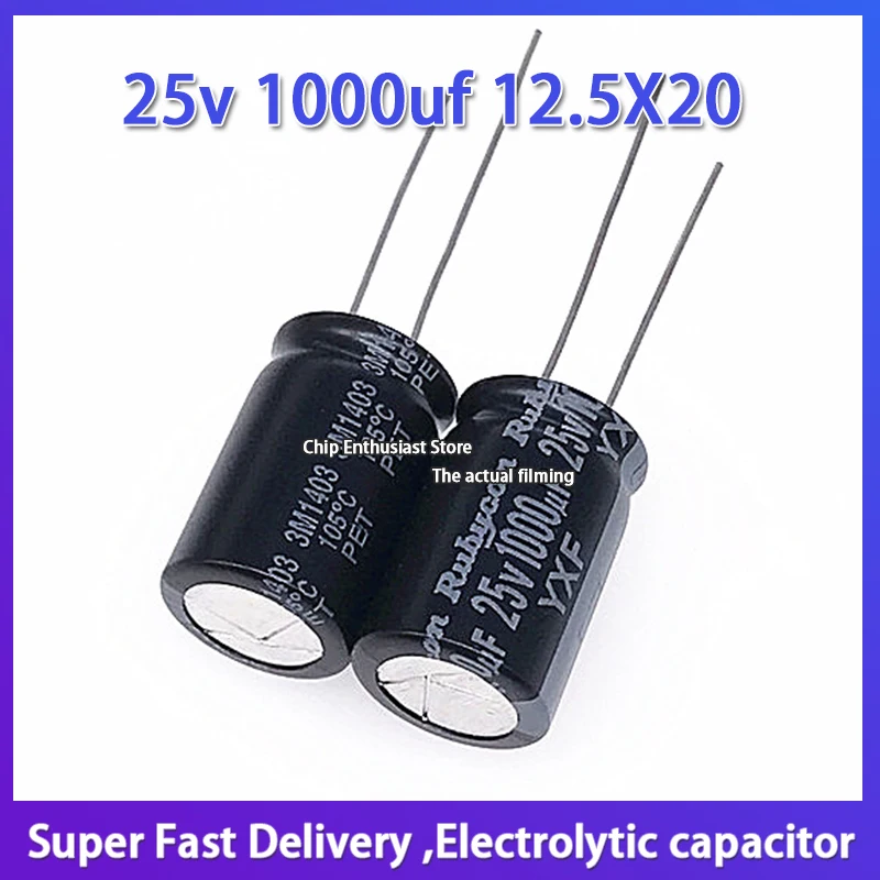 

5pcs Rubycon imported electrolytic capacitor 25v 1000uf 12.5X20 ruby yxf high frequency and long life