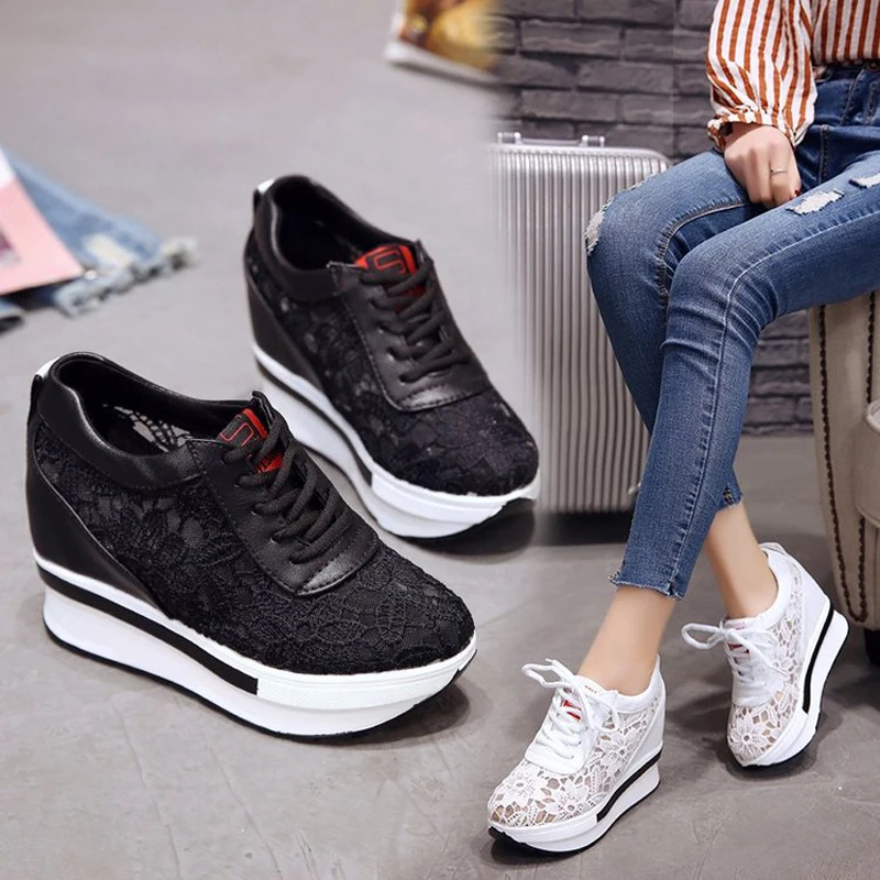 

2021 Summer New Sneakers Women Shoes Hot Sales Lace Breathable Comfortable Casual Shoes Woman Platform Wedge Shoes