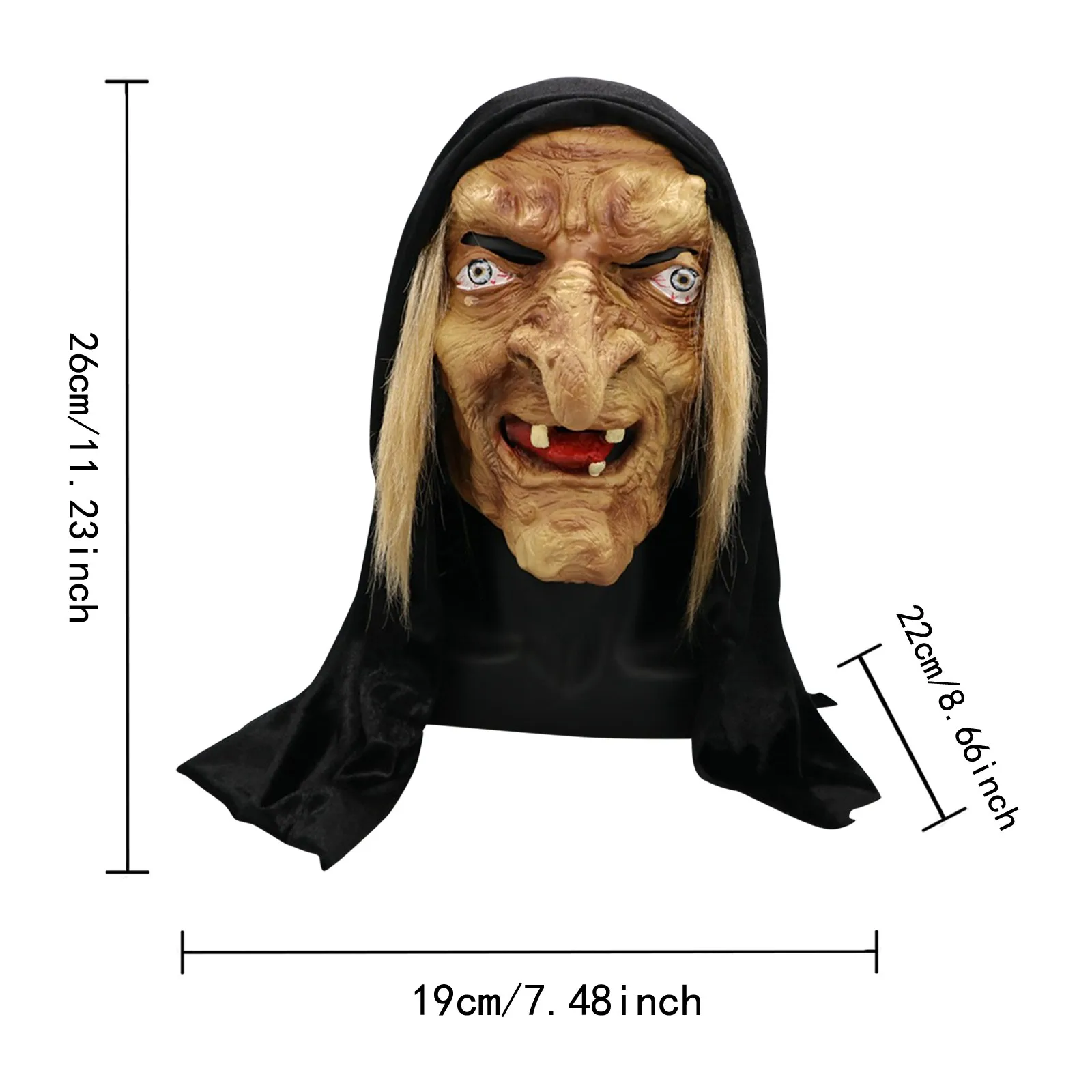 Страшная маска ведьмы для взрослых на Хэллоуин латексное жуткое платье гримаса