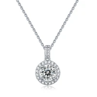 kose 100 s925 sterling silver premium ladies necklace deluxe set 1 carat round bag necklace moissanite pendant necklace women