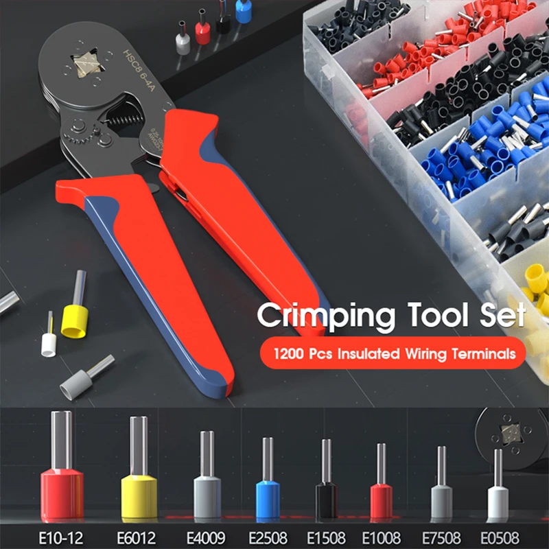 

Crimping Pliers Tubular Terminal Crimping Tool HSC8 6-4A 0.25-10mm²/6-6A 0.25-6.0mm² Hand Tool Mini Wire Ferrule Fixture Kit
