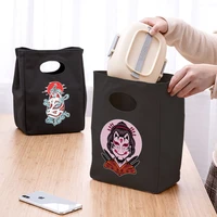 lunch box portable insulated mask printed thermal food picnic lunch bags for men women kids school dinner container bento pouch