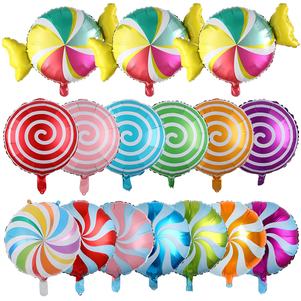 

5pcs 18inch Lollipop Candy Foil Balloon Color Pinwheel Round Globos Christmas Wedding Birthday Party Baby Shower Decor Kids Toys