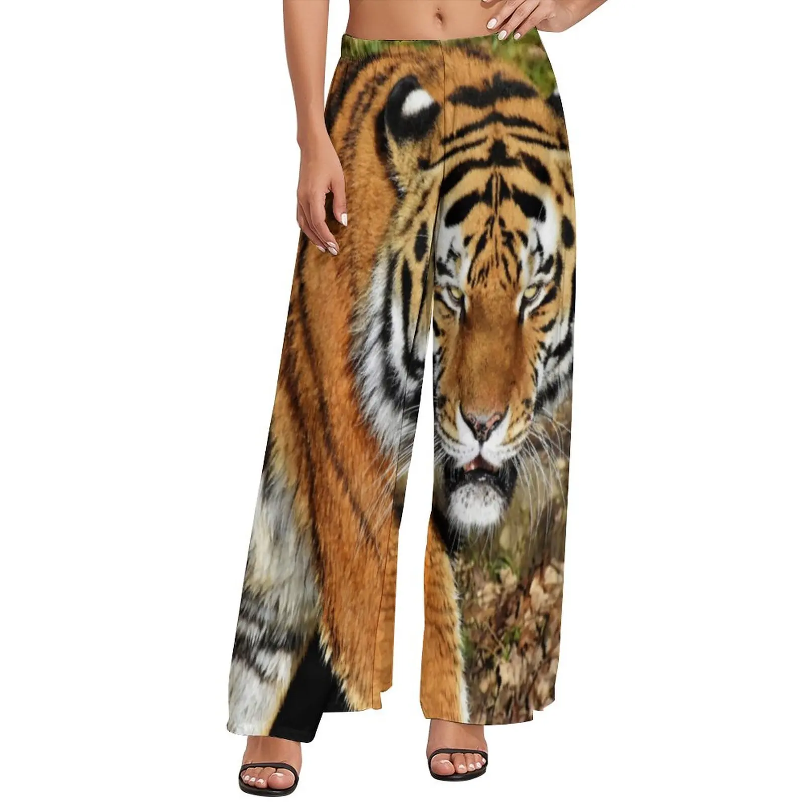 

Брюки женские с принтом тигра, повседневные Широкие штаны с графическим принтом, уличная одежда, прямые брюки с рисунком бенгальского тигра, большие размеры