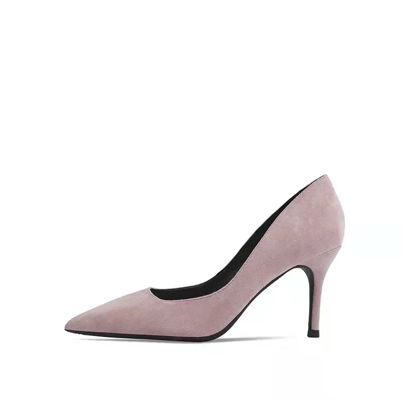 

2022 European and American women's suede temperament ok casual all-match high heels 2744