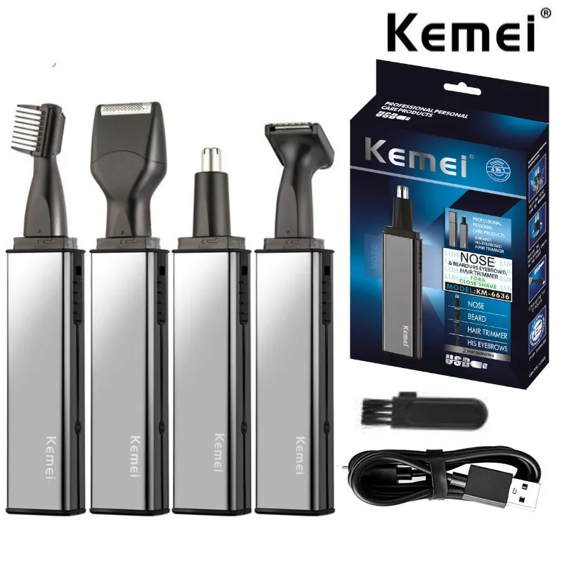 Kemei all in one grooming kit electric shaver for men rechargeable beard hair trimmer eyebrow ear nose facial razor