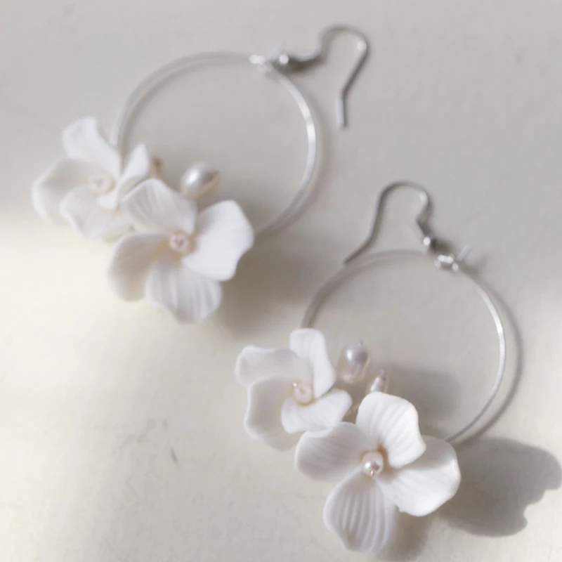 Frehwater жемчужные свадебные круглые серьги Свадебные ювелирные изделия ручной