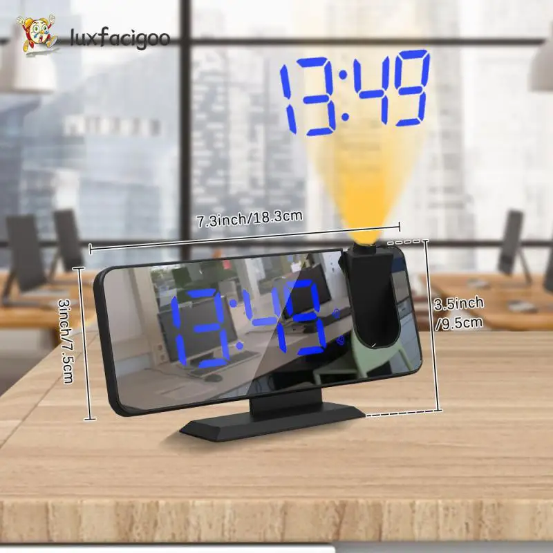 Easy-to-read Display Stylish Design Led Mirror Clock Multi-functional Innovative Projection Clock Sleek Modern