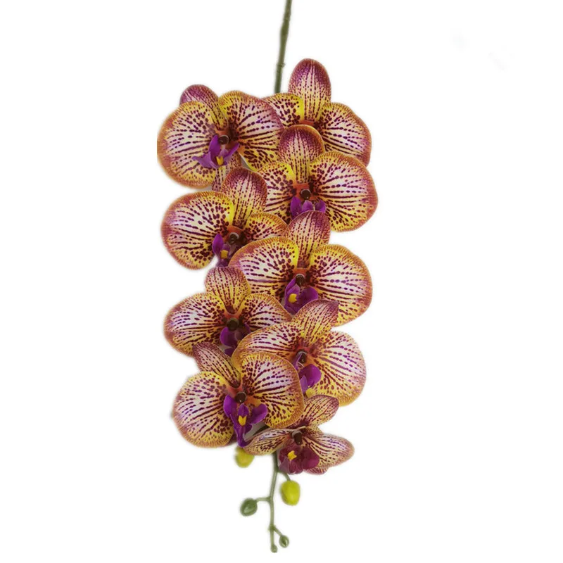 

New Arrival One Real Touch Butterfly Orchid Flower Branch Artificial Good Quality Moth Phalaenopsis Orchid 9 Heads