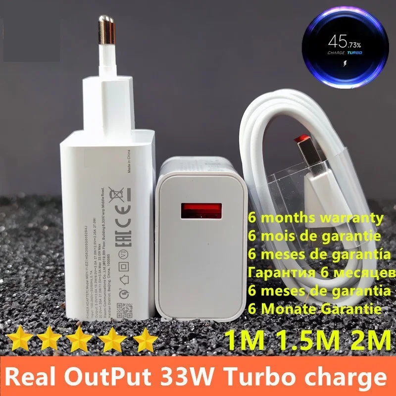 

33w charger xiaomi eu Turbo Charge Original type C cable For Xiaomi redmi note 9 pro POCO X3 nfc Mi 10 9 9t pro note 10 10X LITE