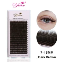 yelix individual false dark brown eyelashes natural eyelash extension colored mink lashes extensions easy fan lash 0 070 10
