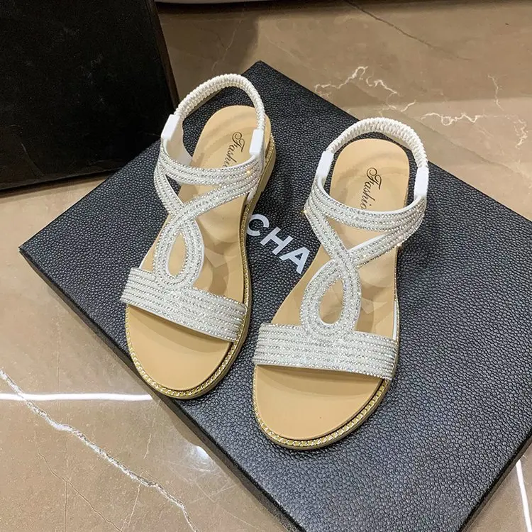 

Сандалии женские в римском стиле, босоножки с перекрестными ремешками, Пляжная удобная обувь на плоской подошве, повседневные туфли с открытым носком, лето 2023