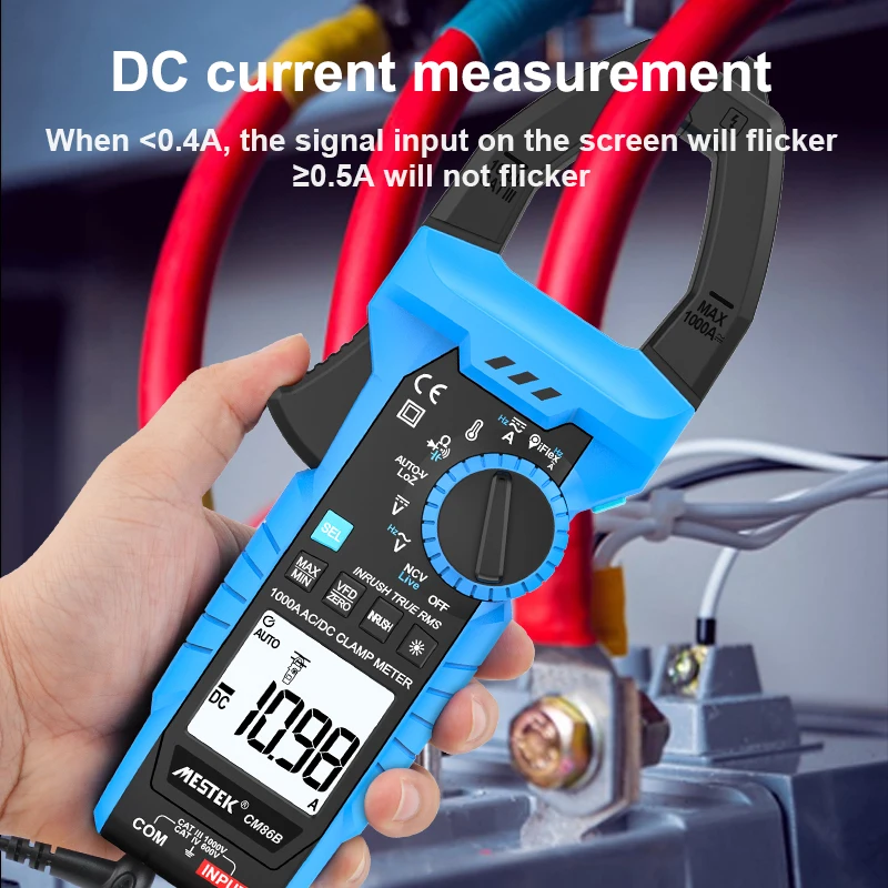 

Mestek 1000A DC AC Current Digital Clamp Meter Auto Range Multimeter True RMS High Precision Voltage Tester Car Hz Clamp Meter