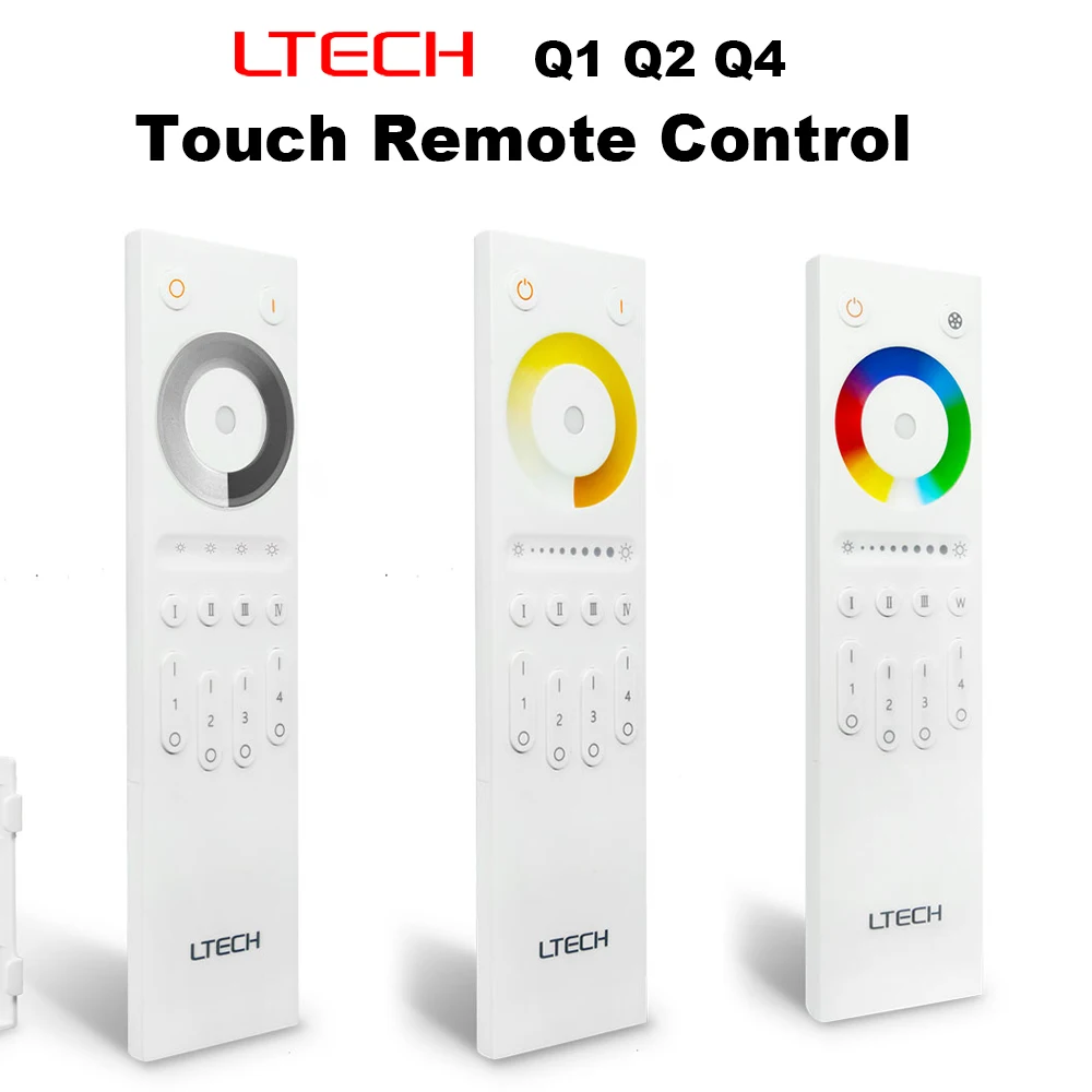 Фото LTECH Одноцветное затемнение/цветная температура RGBW Сенсорный пульт дистанционного управления Q1 Q2 Q4 4-зонный RF 2,4 ГГц для светодиодной ленты №1