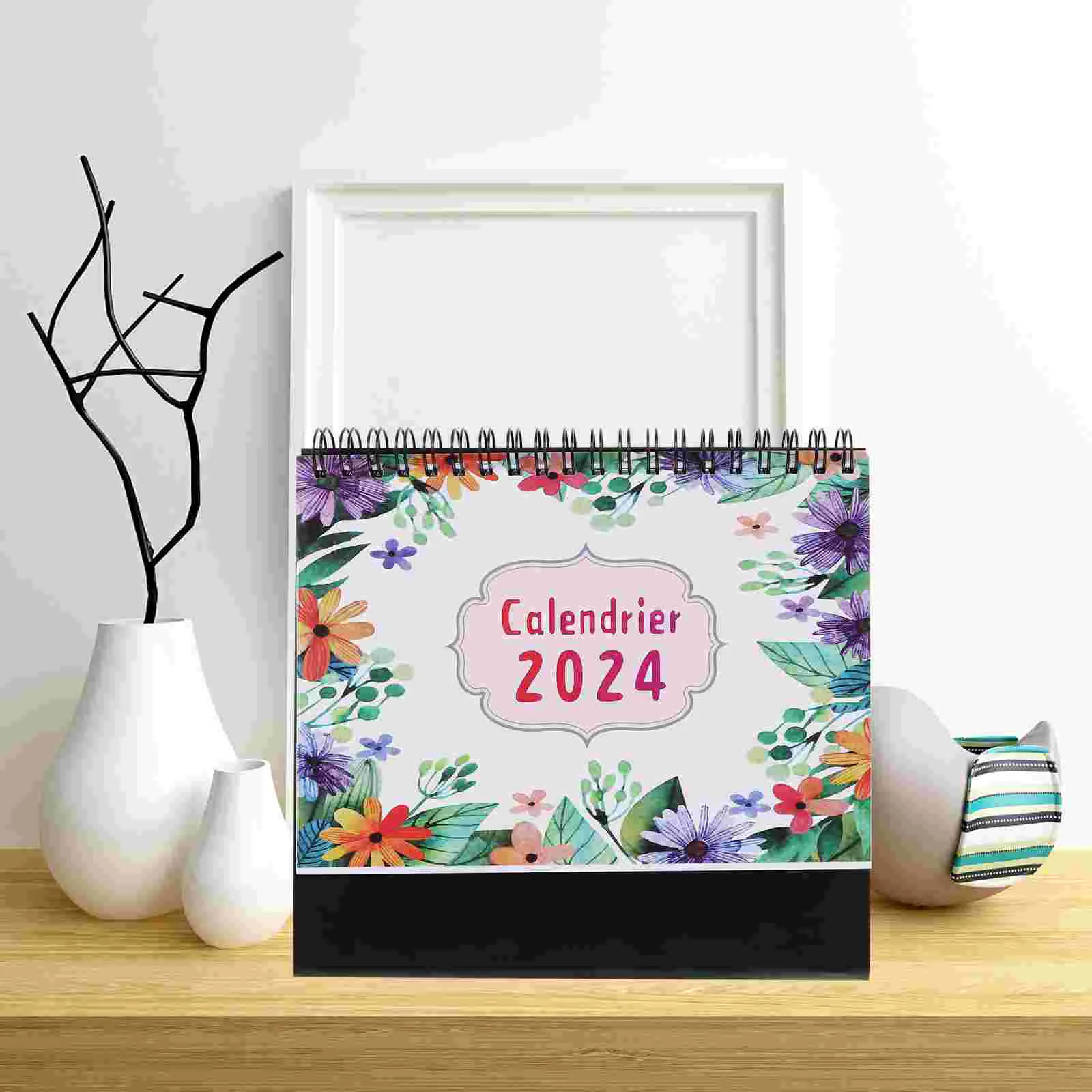

Calendar Standing Desk Tabletop 2024 Desktop Planner Office Daily Modern Schedule Agenda Tent Spiral Flipping Free Planning