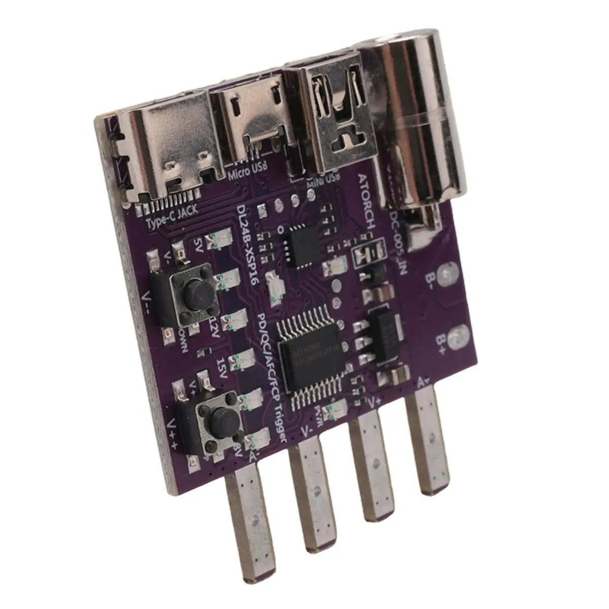 Фото Инструмент для тестирования зарядных устройств DT928~Type-C PD3.1 с быстрой зарядкой, 4-проводной тестовой платой, вольтметром и имитатором нагрузки 140 Вт для тестера нагрузки DL24 №5