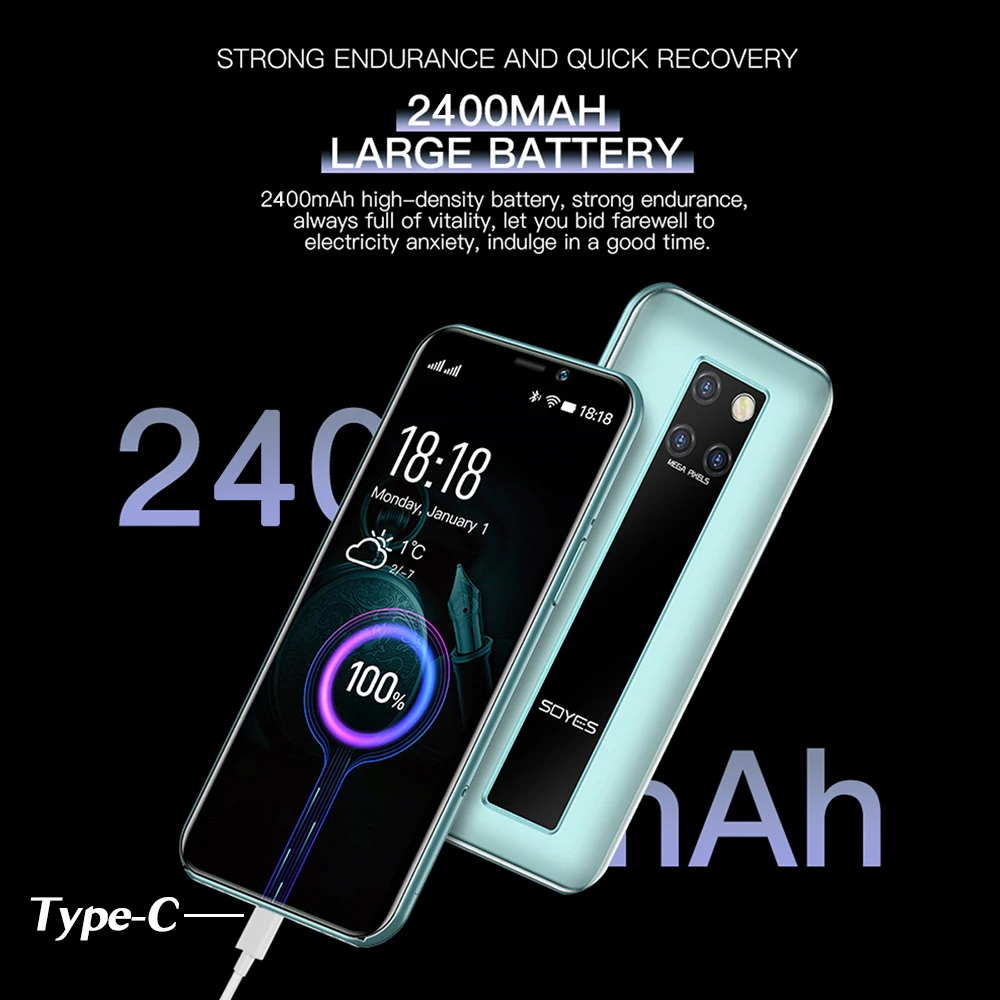 Original SOYES S10-H Mini Mobile Phone 3.5'' Screen 4G LTE 3GB RAM 64GB ROM Android 9.0 Face ID Unlock Smart Telefone Celulares