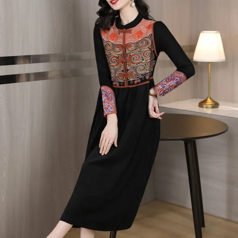 Новинка 2024 женское платье-жилет винтажное модное платье с воротником-стойкой в