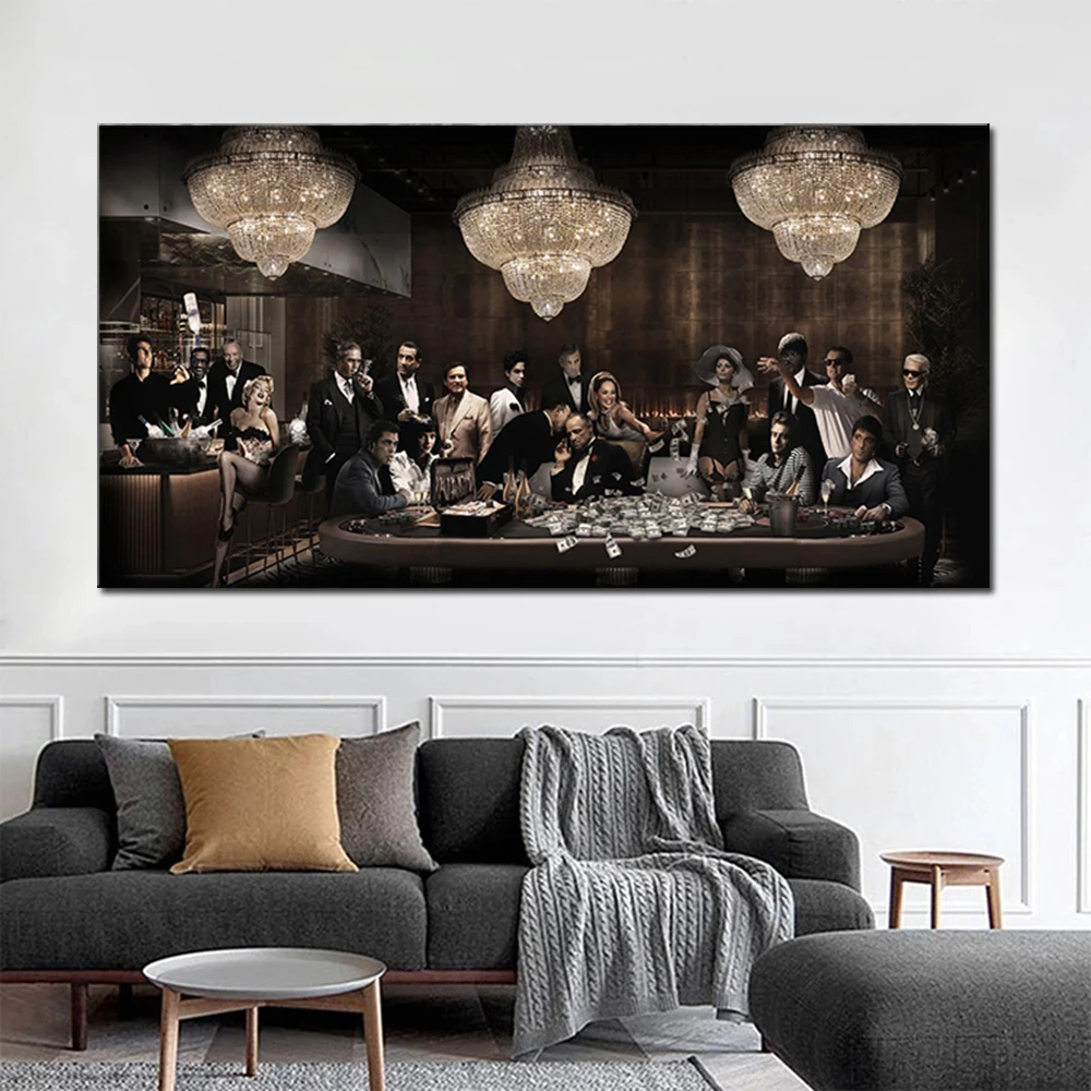 

Godfather Scarface Party Poster Movie Character Marilyn Monroe Pulp Fiction Canvas Paintings Print Wall Art Picture Room Decor