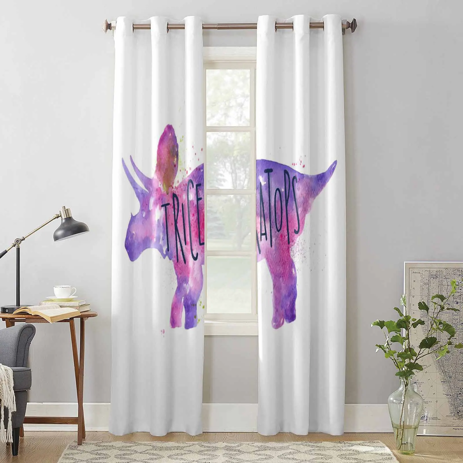 Акварельные занавески с динозавром оконные шторы для спальни домашний декор