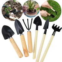 63pcs mini garden shovel rake sets for kids potted flowers plant bonsai gardening wooden handle spade home weeding erramientas