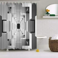illusion 3d geometric printing bathroom shower curtain polyester waterproof home decoration bathroom curtain with hook