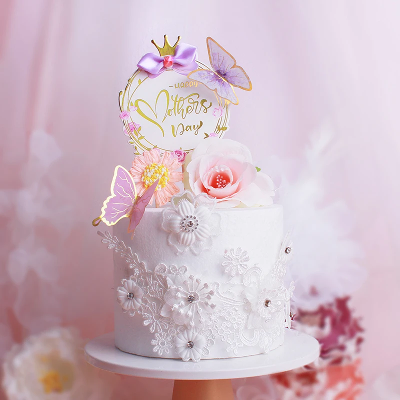 Топпер для торта на день матери Цветочная корона украшение мамы рождения кексов