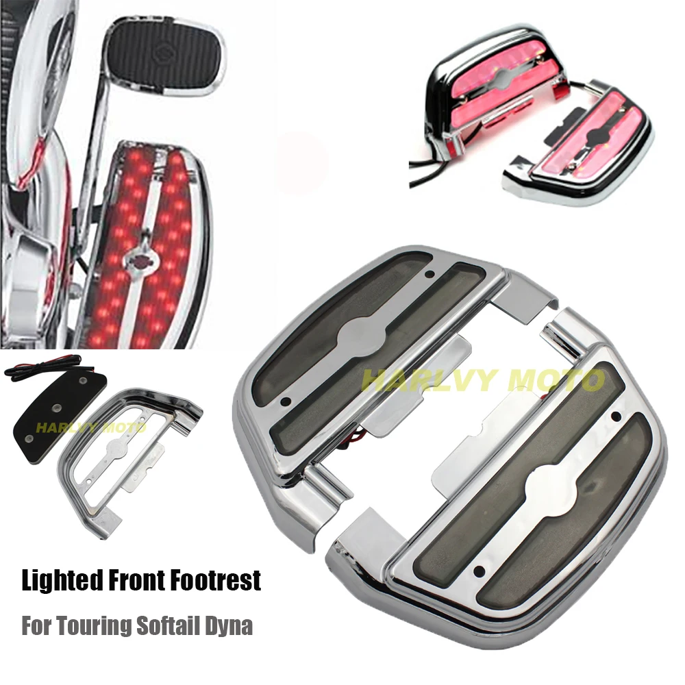 

Motorcycle Lighted Passenger Footrest Floorboard Cover Kit For Touring Softail Dyna